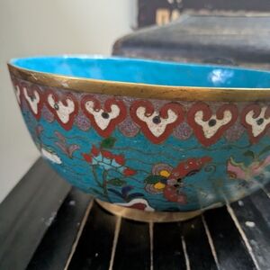 Vintage Blue and Gold Decorative Bowl